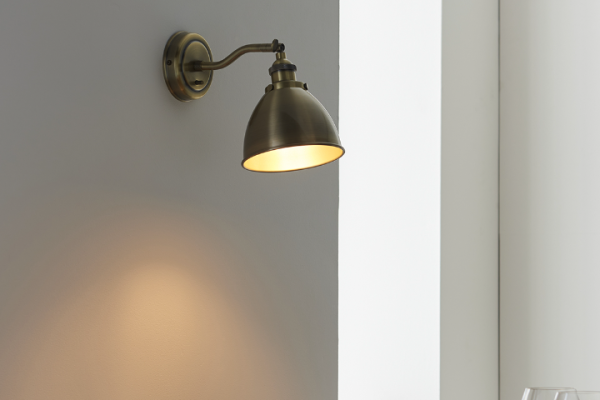 Modern Elegance: Leather Wrapped Metal Frame Wall Lamp