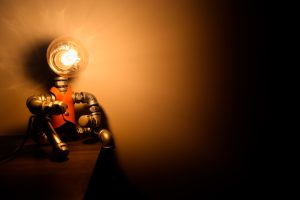 Photo industrial iron pipe robot desk lamp